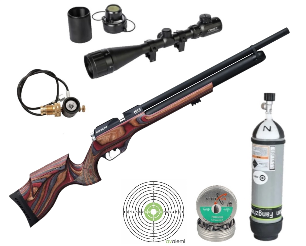 Huğlu Effecto PX5 Pro Lw Lamine Kırmızı Pcp Havalı Tüfek Seti