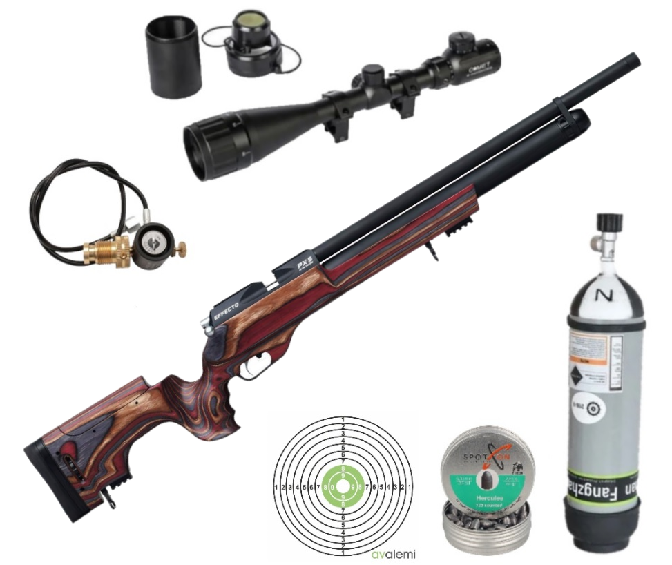 Huğlu Effecto PX5 Sport Lamine Kırmızı Pcp Havalı Tüfek Seti