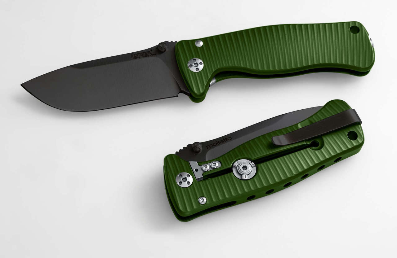 Lionsteel SR2 Aluminium Green handle Black blade Çakı