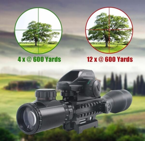 Comet 4-12x50 Eg Işıklı Dürbün + Güçlü Lazer + Red Dot 3 'lü Taktikal Set