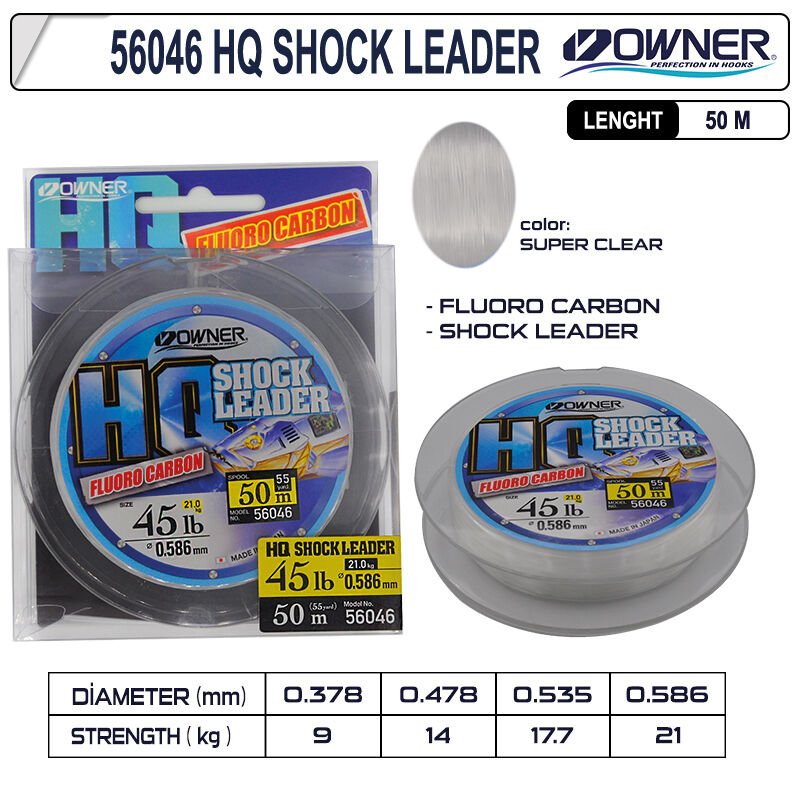 Owner 56046 Hq Shock Leader Fluorocarbon Super Clear 0.478