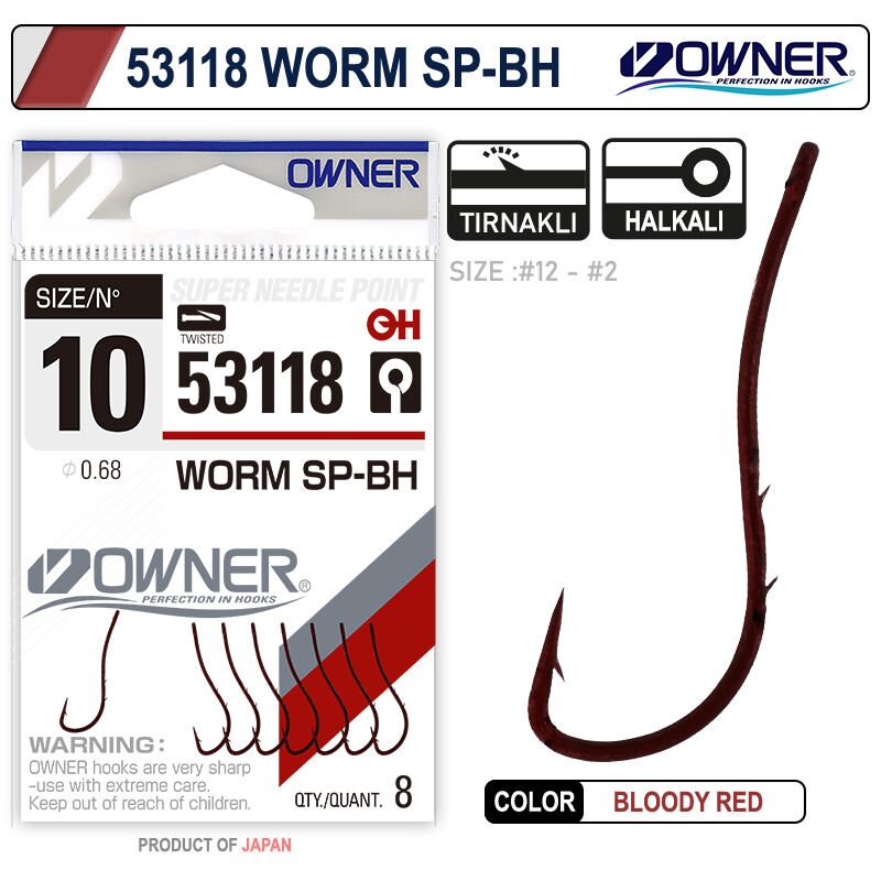 Owner 53118 Worm Sp-Bh Bloody Red İğne 10